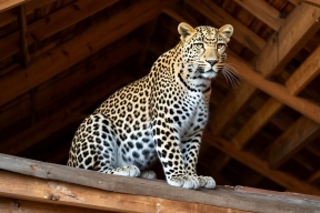 Краснокнижный леопард наведался в жилой дом в Хасанском округе